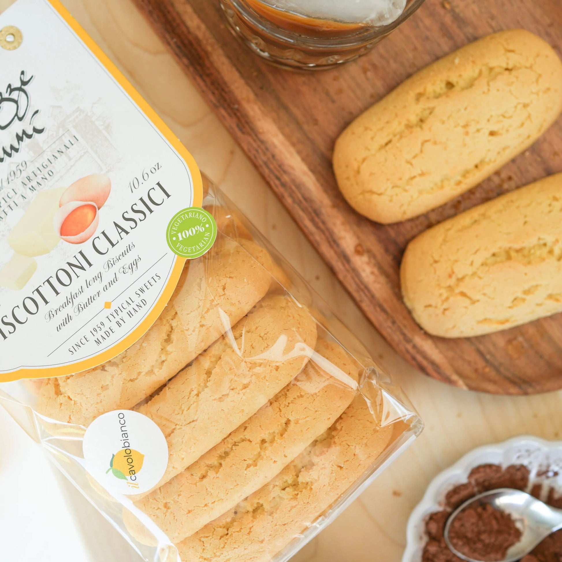 Diese italienischen Biscotti sind ein traditionelles toskanisches Gebäck und finden Verwendung in Desserts wie Tiramisu, russische Creme, Torten und co.